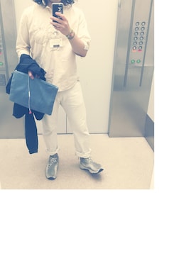 「ホワイトデニム」｜「アイテム（ナイロンジャケット）」を使った、shinji iwataさん（メンズ・173cm）の夏コーディネート