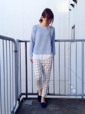 「ブルー x ホワイト」｜おかださん（レディース・164cm）の冬コーディネート