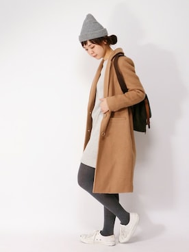 「スウェットワンピース」｜「アイテム（チェスターコート）」を使った、おかださん（レディース・164cm）の秋コーディネート