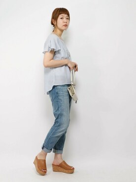 「Sens de vie（サンスドゥウ゛ィ）のアイテム」を使った、おかださん（レディース・164cm）の夏コーディネート