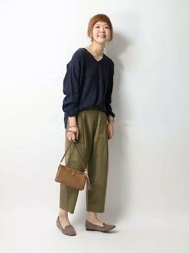 「Sens de vie（サンスドゥウ゛ィ）のアイテム」を使った、おかださん（レディース・164cm）の秋コーディネート