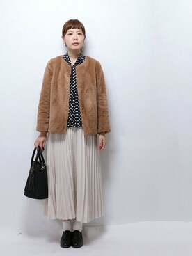 「Sens de vie（サンスドゥウ゛ィ）のアイテム（ノーカラージャケット）」を使った、おかださん（レディース・164cm）の秋コーディネート