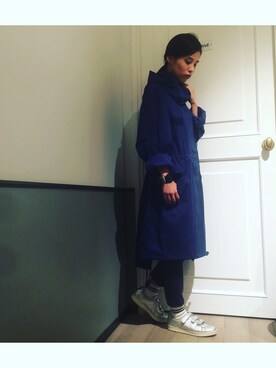 「BLACK BY MOUSSY（ブラックバイマウジー）のアイテム（モッズコート）」を使った、はるさん（レディース・152cm）の秋コーディネート