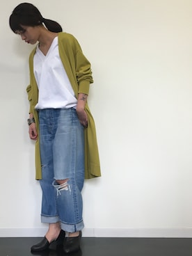 「ロングカーディガン」｜はるさん（レディース・152cm）の春コーディネート