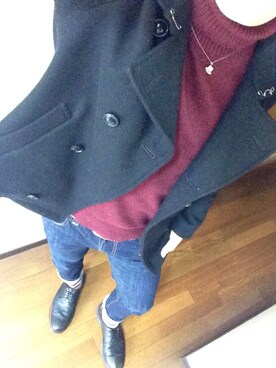 「URBAN RESEARCH（アーバンリサーチ）のアイテム（ピーコート）」を使った、u_pさん（メンズ・175cm）の冬コーディネート