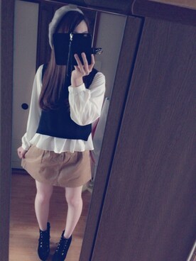 「ぺプラムトップス」｜「アイテム（ブーティ）」を使った、a*。さん（レディース・164cm）の秋コーディネート