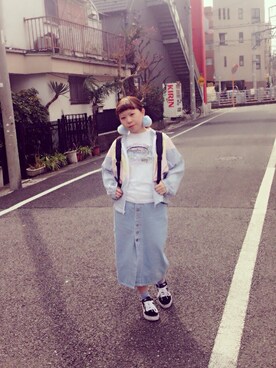 「BUBBLES（バブルス）のアイテム（イヤリング）」を使った、launysunさん（レディース・158cm）の冬コーディネート