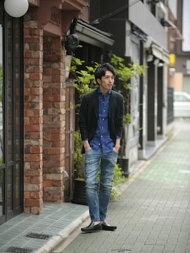 「SOLIDO（ソリード）のアイテム（ジャケット/アウター）」を使った、AKIHIROさん（メンズ・175cm）の夏コーディネート