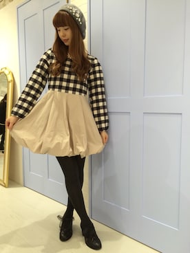 「ドッキングワンピ」｜「アイテム（ハンチング/ベレー帽）」を使った、、さん（レディース・157cm）の秋コーディネート