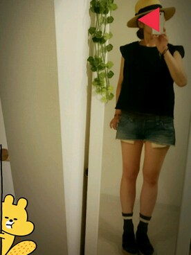 「Ray BEAMS（レイビームス）のRay BEAMS / 中折れ HAT（ハット）」を使った、yutajiさん（レディース・158cm）の夏コーディネート