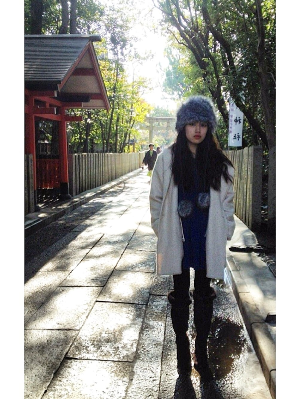 「初詣」｜「下北沢のアイテム（ハット、グレー系）」を使った、Konomi Naitouさん（レディース・160cm）の冬コーディネートの1枚目の写真