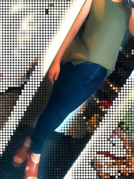 「EVRIS（エヴリス）のハイウエストストレッチスキニーパンツ（Denim pants、ブルー系）」を使った、KEIさん（レディース・158cm）の夏コーディネート