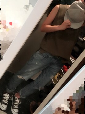 「KBF（ケイビーエフ）のKBF Cap（Cap、グレー系）」を使った、KEIさん（レディース・158cm）の夏コーディネート