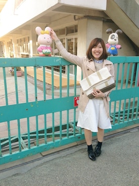 「原宿」｜「アイテム（トレンチコート）」を使った、da-yama.さん（レディース・167cm）の春コーディネート
