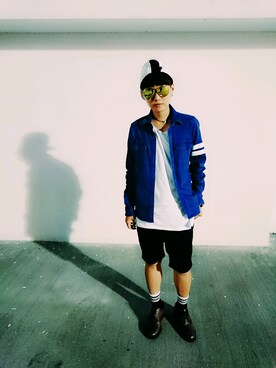 「SQUAD（スクアッド）のアイテム（帽子）」を使った、杜庭Ericさん（メンズ・164cm）の夏コーディネート