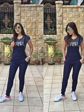 「adidas originals」｜「アイテム（つなぎ/オールインワン）」を使った、riena44さん（レディース・171cm）の春コーディネート