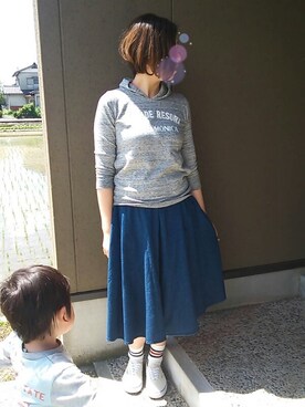 Ikuさんの「ROSSO 40裏毛ロゴ+刺繍コンパクトプルパーカ 」を使ったコーディネート