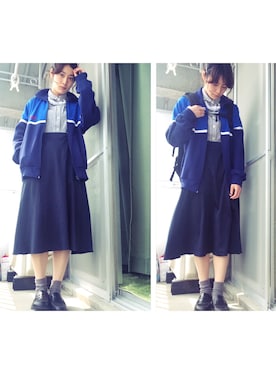 「アイテム（ジャージ）」を使った、こももももももこももももさん（レディース・159cm・10代）の春コーディネート