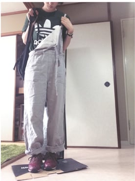 「アイテム（サロペット/オーバーオール）」を使った、こももももももこももももさん（レディース・159cm・10代）の夏コーディネート