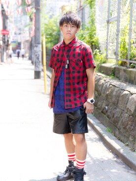 「REBTRAIT（レブトレイト）のアイテム（ジャケット/アウター）」を使った、黒木蒼さん（メンズ・170cm）の秋コーディネート