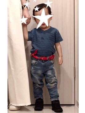 「アイテム（ストール/ショール）」を使った、miopiさん（キッズ・90cm）の夏コーディネート