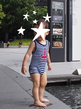 「アイテム（水着/着物・浴衣、ブルー系）」を使った、miopiさん（キッズ・90cm）の夏コーディネート