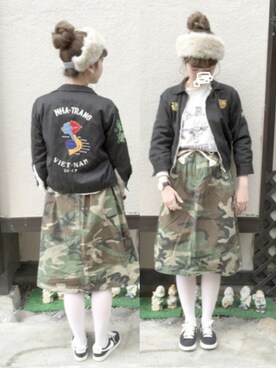 「カモ柄」｜「アイテム（アナログ腕時計）」を使った、sumika .さん（レディース・164cm）の春コーディネート