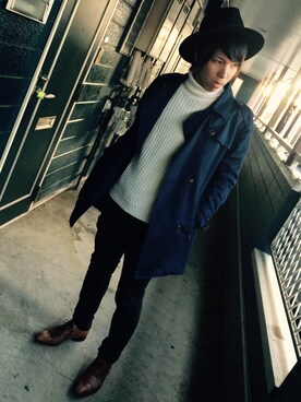 「glory crew（グローリークルー）のアイテム（ニット/セーター）」を使った、しょうHEYHEYさん（メンズ・171cm）の冬コーディネート