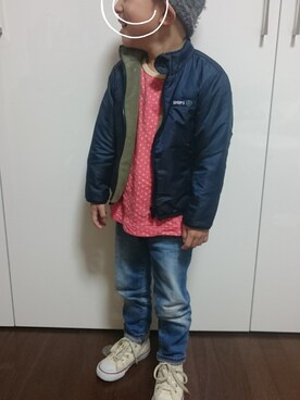 「アイテム（ナイロンジャケット）」を使った、ひよこさん（キッズ・110cm）の秋コーディネート