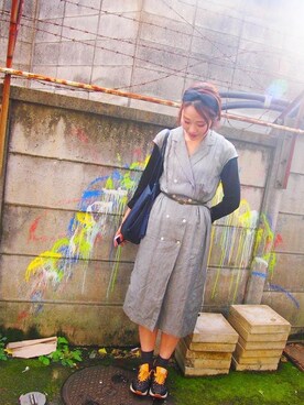 「NIKE（ナイキ）のアイテム（スニーカー、オレンジ系）」を使った、kanaさん（レディース・170cm）の秋コーディネート
