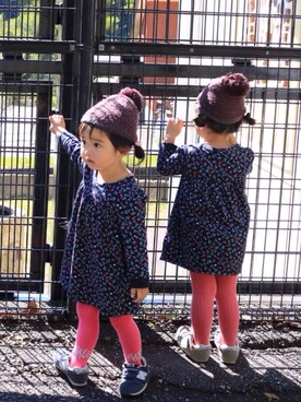 「無印良品（ムジルシリョウヒン）のアイテム（帽子、その他）」を使った、yotsubaさん（キッズ・100cm）の秋コーディネート