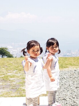 「babyGAP（babyGAP）のアイテム（Tシャツ/カットソー、ホワイト系）」を使った、yotsubaさん（キッズ・100cm）の夏コーディネート