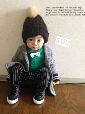 「アイテム（ポロシャツ）」を使った、Su,Um,Riさん（キッズ・80cm）の冬コーディネート