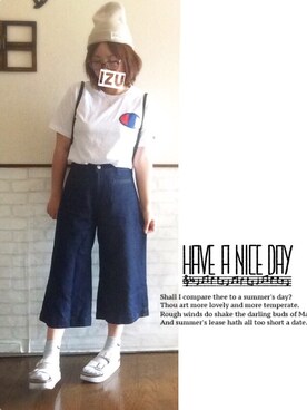 Gu デニムガウチョパンツを使った人気ファッションコーディネート Wear