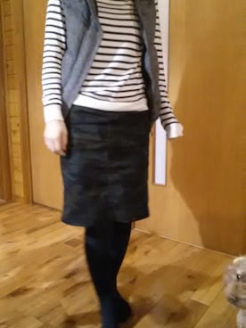 「迷彩スカート」｜「アイテム（ジャケット/アウター）」を使った、emiさん（レディース・150cm）の冬コーディネート
