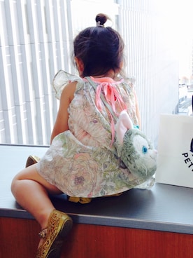 「PETIT BATEAU（プチバトー）のアイテム（キャミソール）」を使った、noceさん（キッズ・80cm）の夏コーディネート