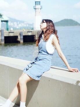 「Sunnyday」｜「アイテム（オールインワン・サロペット）」を使った、Ari.Leeさん（レディース・166cm）の夏コーディネート