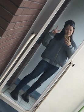 「TYAKASHAのアイテム（ブルゾン）」を使った、chanyingyuetさん（レディース・161cm）の冬コーディネート