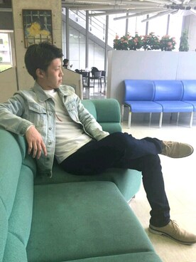 「学校」｜「アイテム（デニムジャケット）」を使った、kannabirdさん（メンズ・172cm）の夏コーディネート