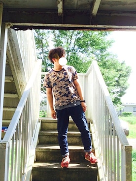 「DOUBLE NAME（ダブルネーム）のアイテム」を使った、幕張の眠れる系男子さん（メンズ・168cm）の夏コーディネート