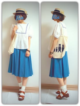 「- W. -（ダブリュー）のアイテム」を使った、凛さん（レディース・155cm）の夏コーディネート
