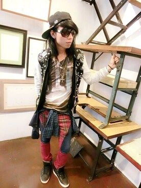 「BSX（ビーエスエックス）のアイテム（帽子）」を使った、Kuma Junさん（メンズ・168cm）の秋コーディネート