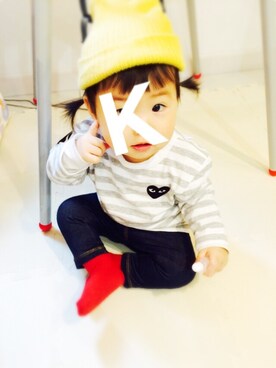 「ボーダーTシャツ」｜kurukuruさん（キッズ・70cm）の春コーディネート