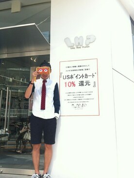 「MCM（エムシーエム）のアイテム（財布/小物）」を使った、GO HAMAGUCHIさん（メンズ・183cm）の秋コーディネート