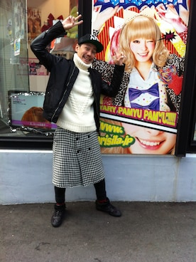 「L.H.P（エルエイチピー）のアイテム（MA-1）」を使った、GO HAMAGUCHIさん（メンズ・183cm）の秋コーディネート