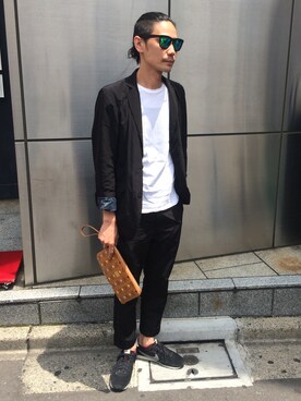 「L.H.P（エルエイチピー）のアイテム（テーラードジャケット）」を使った、GO HAMAGUCHIさん（メンズ・183cm）の春コーディネート