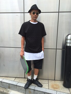 「L.H.P（エルエイチピー）のLHP/エルエイチピー/DankeSchon/ダンケシェーン/Zip　Sarouel　Pants（Pants、ブラック系）」を使った、GO HAMAGUCHIさん（メンズ・184cm）の夏コーディネート