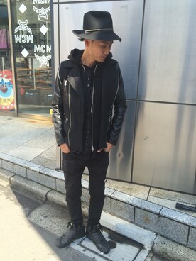 「Danke schon」｜「アイテム（ライダースジャケット）」を使った、GO HAMAGUCHIさん（メンズ・183cm）の秋コーディネート