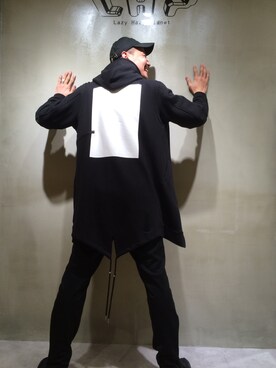 「DANKE SCHON（ダンケシェーン）のアイテム（モッズコート）」を使った、GO HAMAGUCHIさん（メンズ・184cm）の春コーディネート