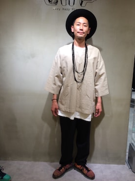 「DANKE SCHON（ダンケシェーン）のアイテム（アクセサリー）」を使った、GO HAMAGUCHIさん（メンズ・184cm）の夏コーディネート